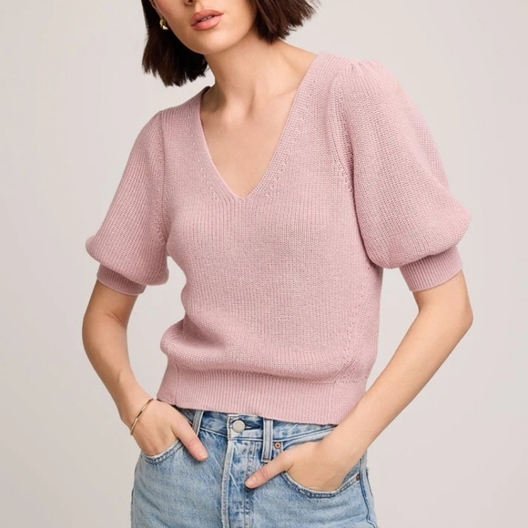 NWT Gentle Fawn V Neck Knit 3/4 Sleeve Sweater Color: Red/Punch SIZE S - Picture 3 of 4